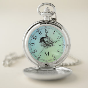 Vintage  Rabbit  family  - your monogram Pocket Watch