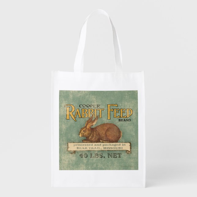 Vintage Rabbit Feed Sack, grocery bag (Front)