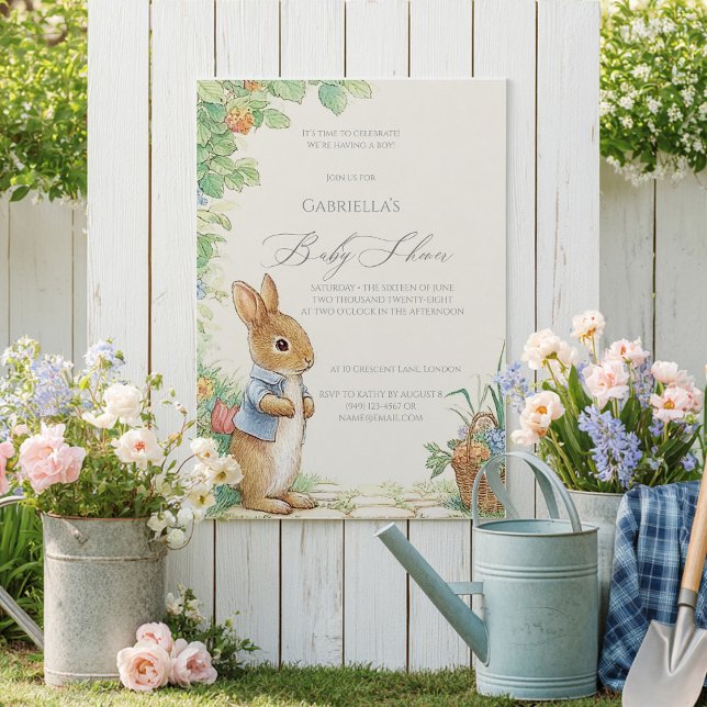 Vintage Rabbit Garden Baby Shower  Invitation (Creator Uploaded)