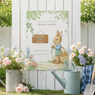 Vintage Rabbit Garden Baby Shower Invitation