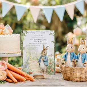 Vintage Rabbit Garden Birthday Invitation