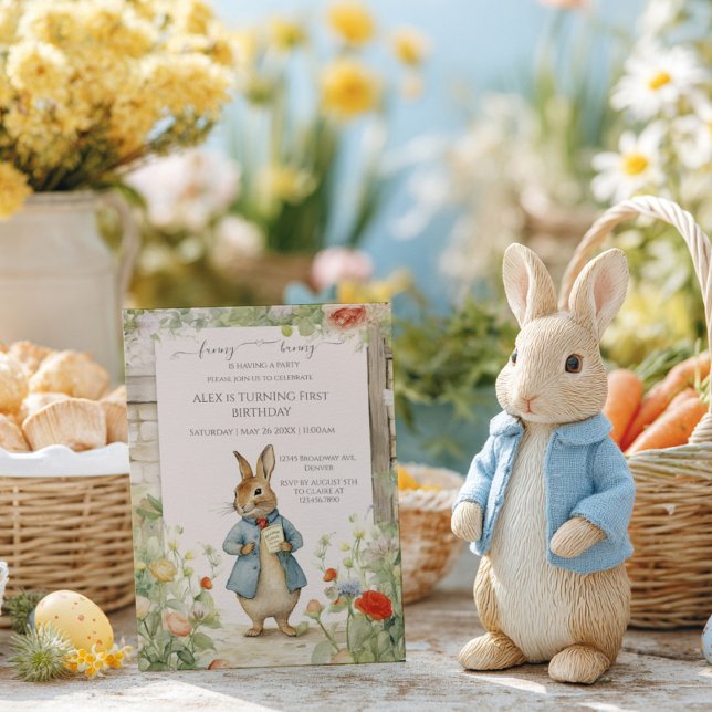 Vintage Rabbit Garden Birthday Invitation (Creator Uploaded)