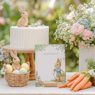 Vintage Rabbit Garden Easter Holiday Card