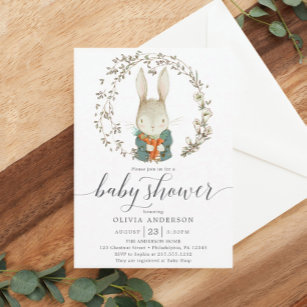 Personalised Peter Rabbit Baby Shower Invitations Jemima