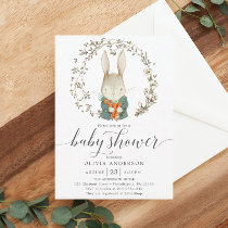 Vintage Rabbit Gender Neutral Baby Shower Invitation