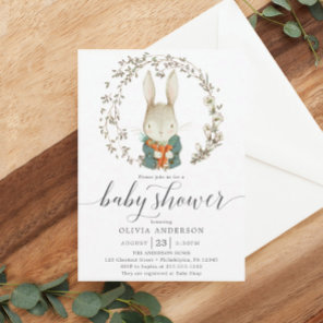 Vintage Rabbit Gender Neutral Baby Shower Invitation