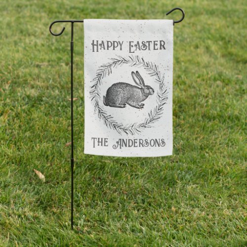 Vintage Rabbit Happy Easter Garden Flag