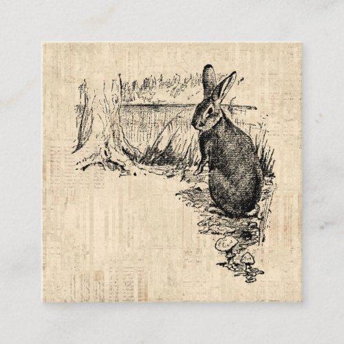 Vintage Rabbit Illustrated Bunny Art Enclosure Card