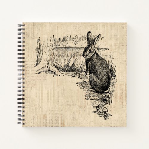 Vintage Rabbit Illustrated Bunny Art Notebook