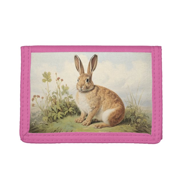 Vintage Rabbit In Field Wallet (Front)