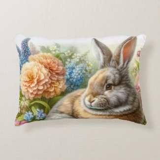 Vintage Rabbit in Flower Garden Floral 