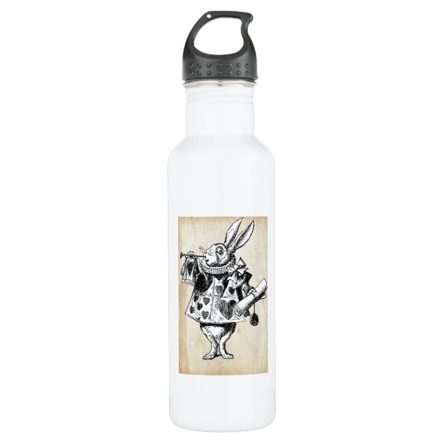 Vintage Rabbit in Hearts Water Bottle (Front)
