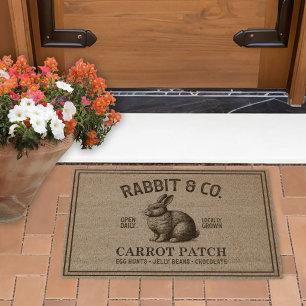 Vintage Rabbit Market Sign Fiber Doormat