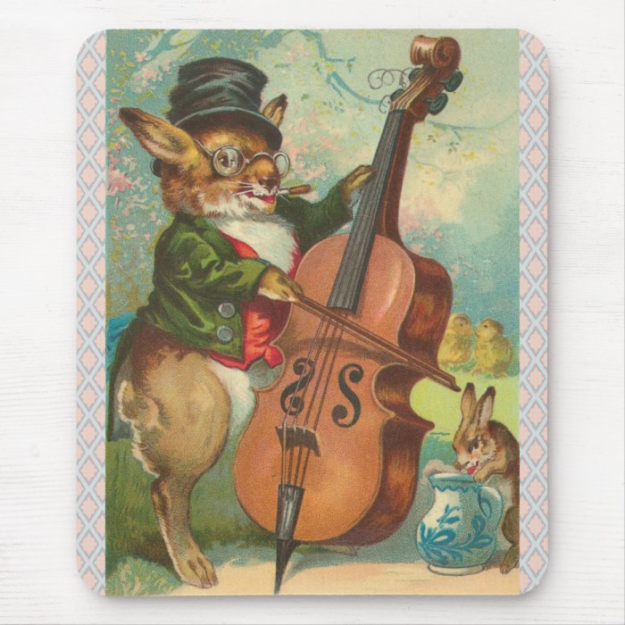 Vintage Rabbit Musician Mouse Pad