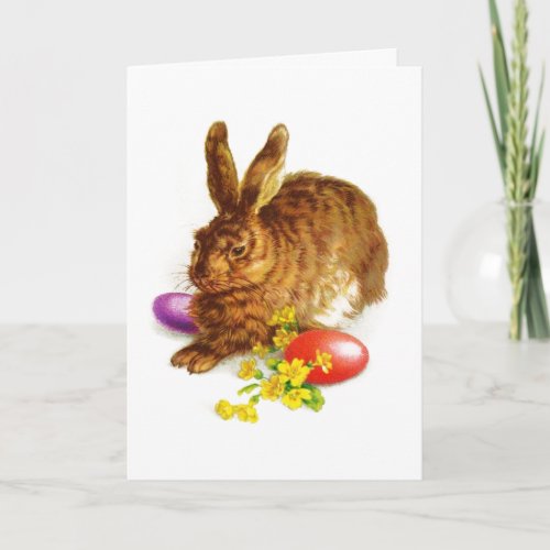 Vintage Rabbit Painting Easter Holiday Card
