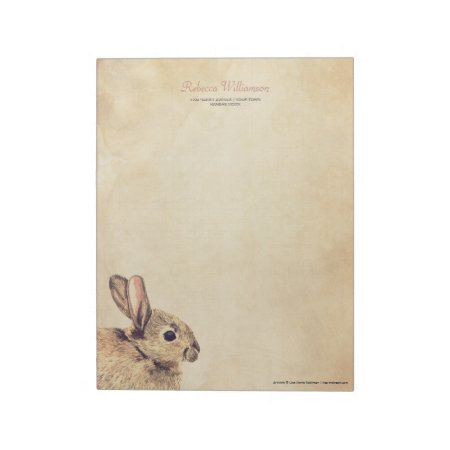 Vintage Rabbit Sketch Personalized Notepad