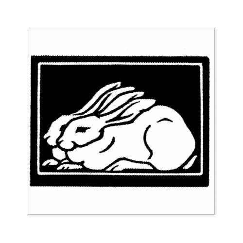 Vintage rabbits art deco rubber stamp