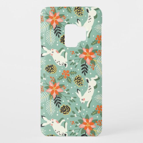 Vintage Rabbits Christmas Floral Elements Case_Mate Samsung Galaxy S9 Case