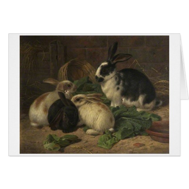 Vintage - Rabbits Eating Lettuce, Cards (Front Horizontal)