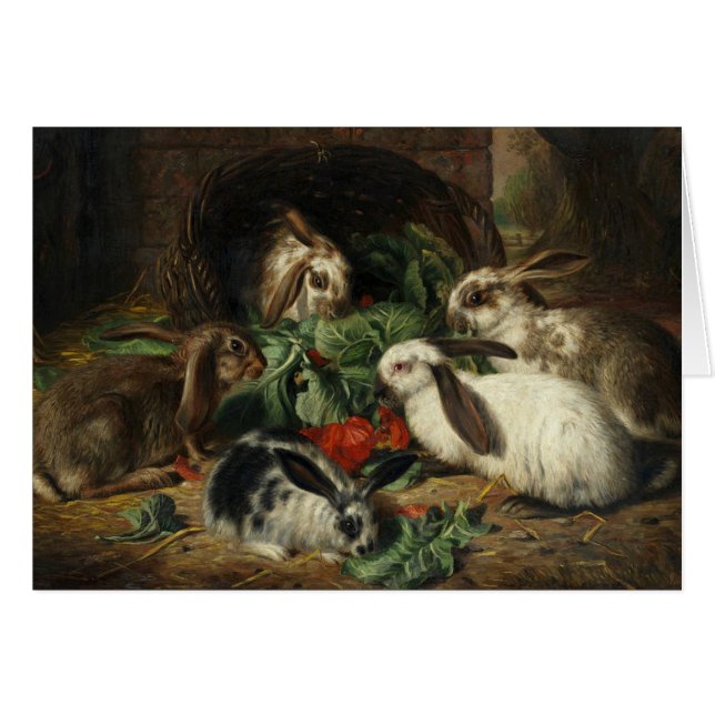 Vintage - Rabbits Eating Together, Cards (Front Horizontal)