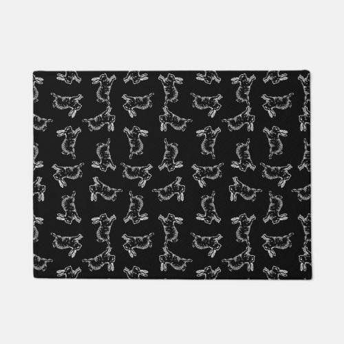 Vintage Rabbits Pattern Design Cute Bunny Rabbit Doormat