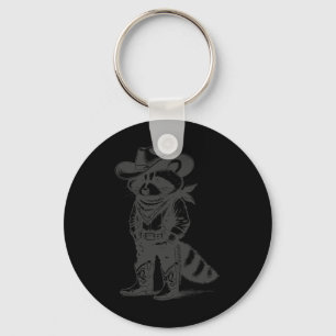 Vintage Raccoon Cowboy Cowgirl Trash Panda Western Keychain