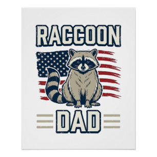 Vintage Raccoon Dad Patriotic Shirt Design_1 Poster