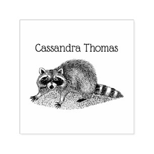 Vintage Raccoon Drawing Name Self-inking Stamp