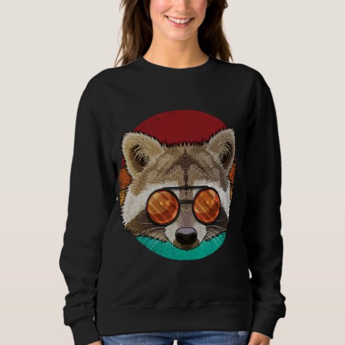 Vintage Raccoon Face Wildlife Retro Animal Eightie Sweatshirt