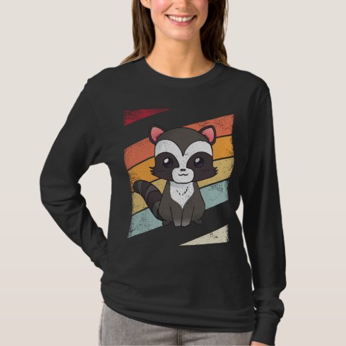Vintage Raccoon Kawaii Retro Graphic Cute Gift Kid T_Shirt