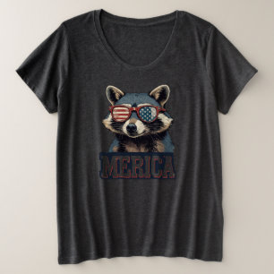 Vintage Raccoon Merica 4th of july patriotic Plus Size T-Shirt