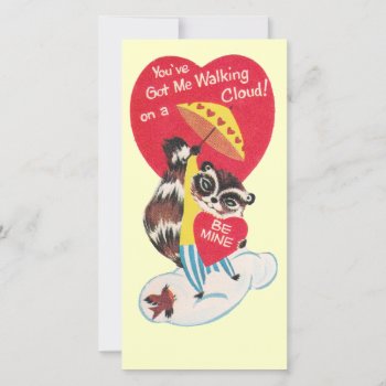 Vintage Raccoon Valentine Holiday Card by ellesgreetings at Zazzle