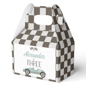 Vintage Race car 3rd birthday Favor Boxes