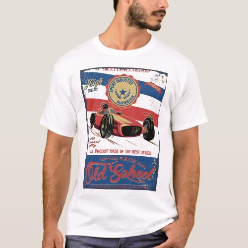 Vintage race car and motorcycle for printing13 T_Shirt