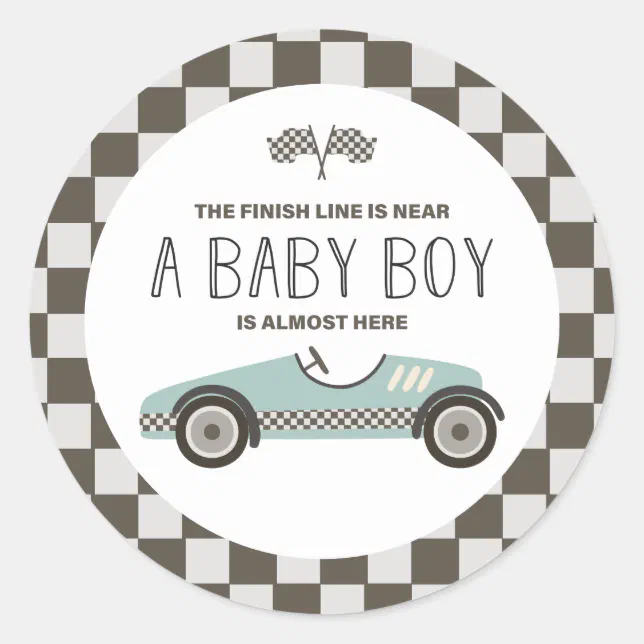 Vintage Race Car Baby Shower Classic Round Sticker Zazzle