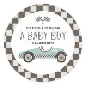 Vintage Race Car Baby Shower Classic Round Sticker