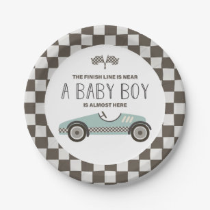 Vintage Race Car Baby Shower Paper Plates