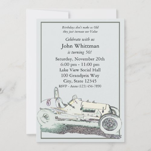 Vintage Race Car/ Birthday Invite