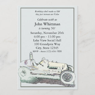 Vintage Race Car/ Birthday Invite