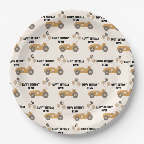 Vintage Race Car Birthday Party Custom Paper Plates