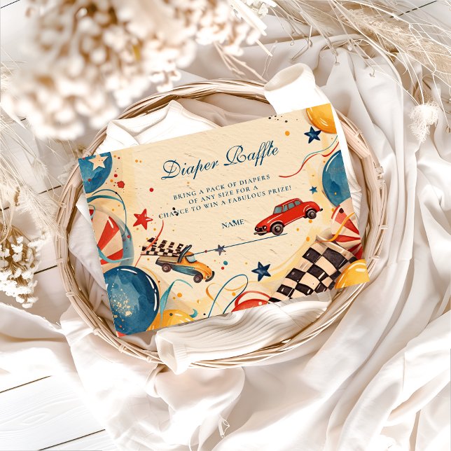 Vintage Race Car Diapper Raffle Enclosure Card (Creator Uploaded)