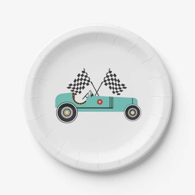 vintage race car Disposable Party Paper Plate (Front)