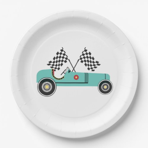 vintage race car Disposable Party Paper Plate