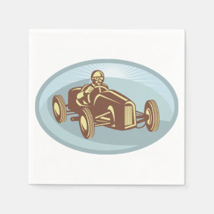 Vintage Race Car Driver Classic Motorsport Art Napkins