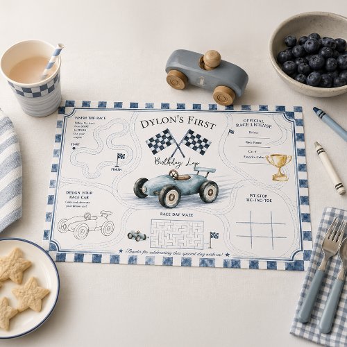 Vintage Race Car First Birthday Activity Paper Pad