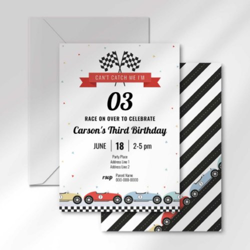 Vintage Race Car First Lap Birthday Invitation