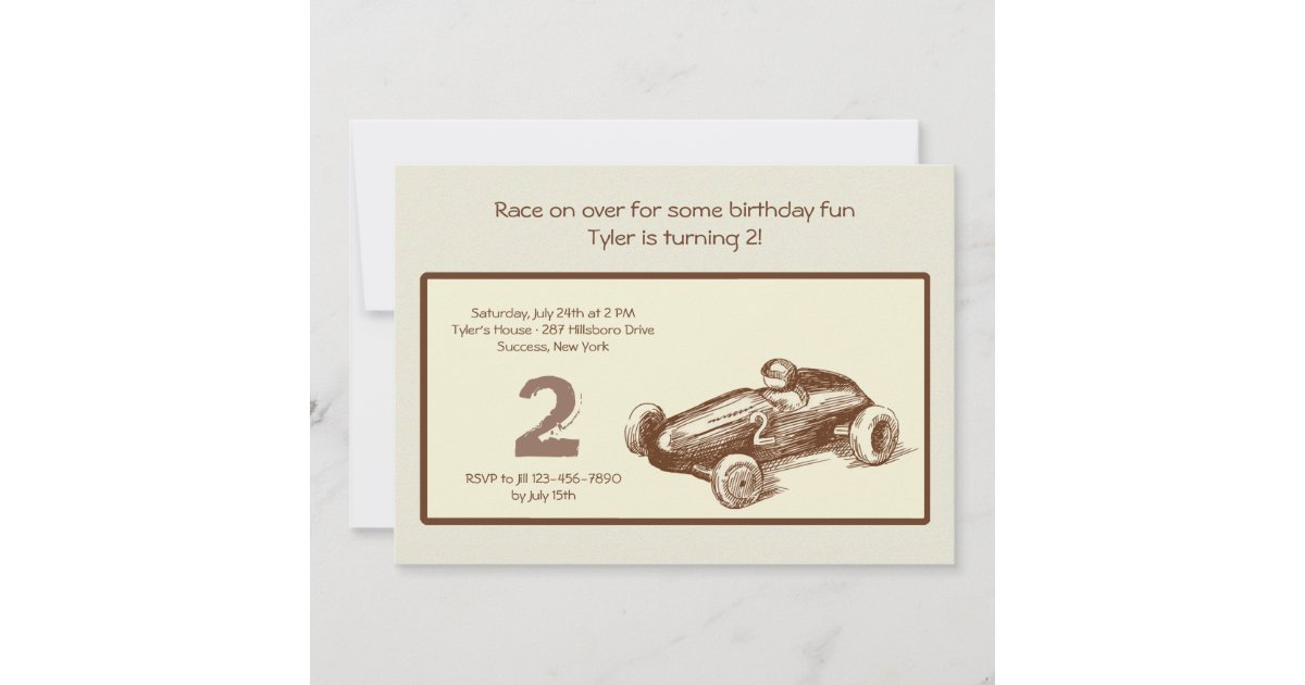 Vintage Race Car Invitation Zazzle