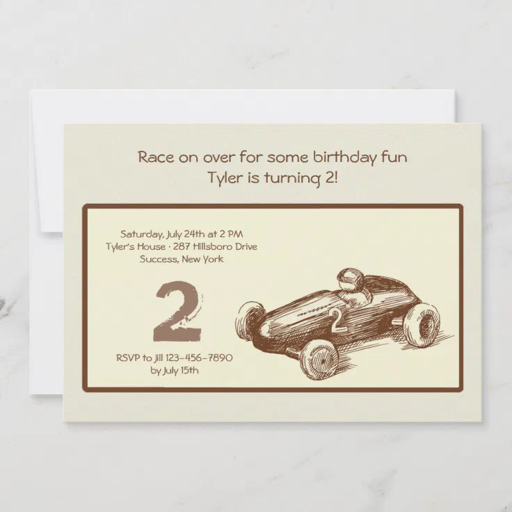 Vintage Race Car Invitation Zazzle