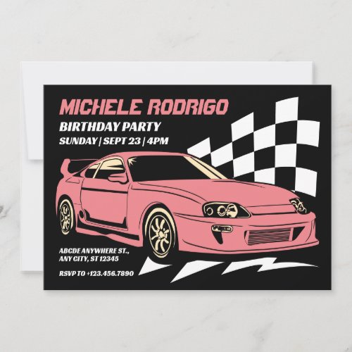 Vintage race car  invitation