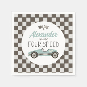 Vintage Race Car made FOUR Speed Birthday Napkins